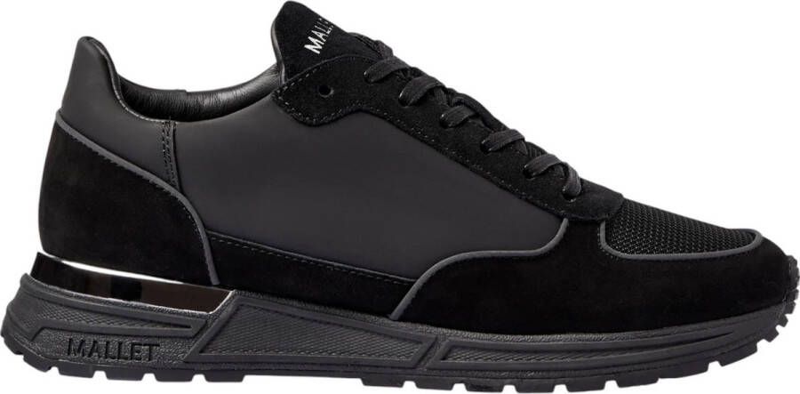 Mallet London Zwarte Leren Sneakers met Mix van Texturen Black Heren