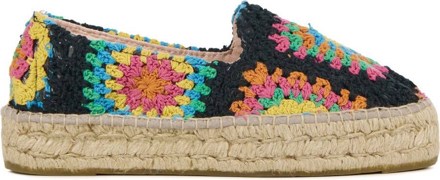 Manebi Espadrilles Female Instappers Damesschoenen Canvas U25D0 Zwart combi