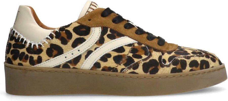 Manfield Dames Beige leopard sneakers