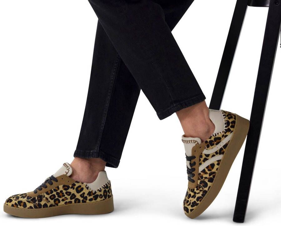 Manfield Dames Beige leopard sneakers