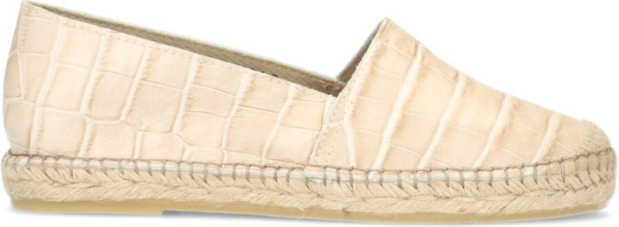 Manfield Dames Beige leren espadrilles met crocoprint