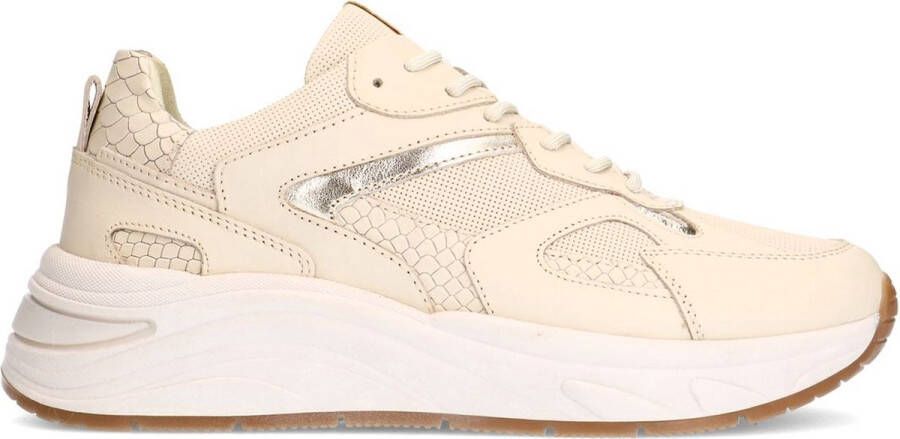 Manfield Dames Beige leren sneakers