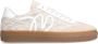 Manfield Dames Beige leren sneakers met kanten details - Thumbnail 1