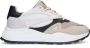 Manfield Dames Beige leren sneakers met mesh details - Thumbnail 1