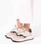 Manfield Dames Beige leren sneakers met mesh details - Thumbnail 3