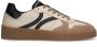 Manfield Dames Beige leren sneakers met suède details - Thumbnail 1