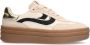 Manfield Dames Beige leren sneakers met suède details - Thumbnail 1