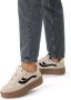 Manfield Dames Beige leren sneakers met suède details - Thumbnail 1