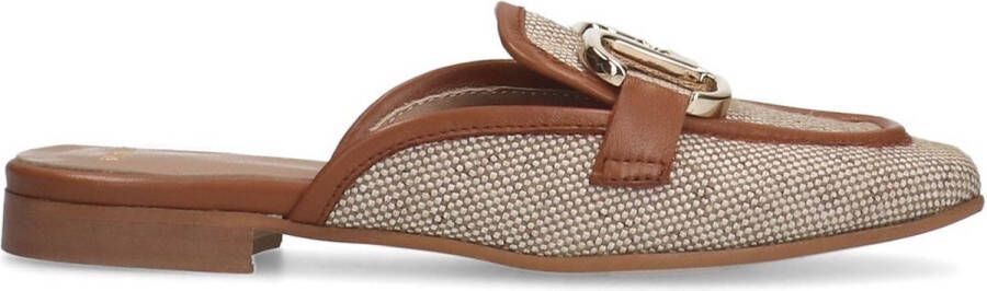 Manfield Dames Beige raffia slip on loafers