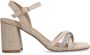 Manfield Dames Beige sandalen met hak met strass detail - Thumbnail 2