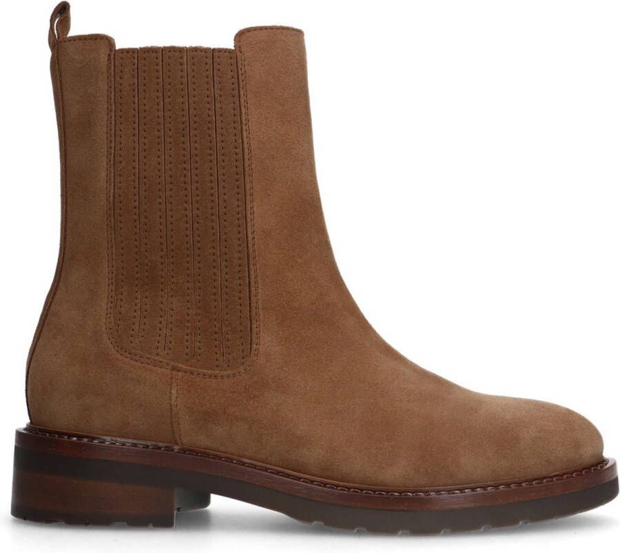 Manfield Dames Beige suède chelsea boots