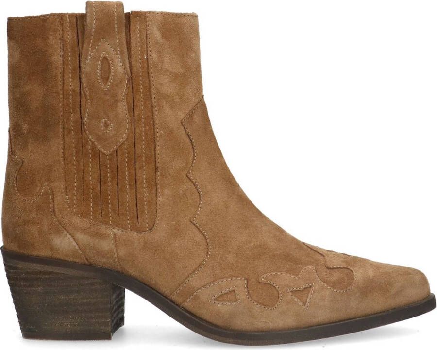 Manfield Dames Beige suède cowboy laarzen - Foto 1