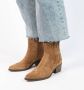 Manfield Dames Beige suède cowboy laarzen - Thumbnail 2