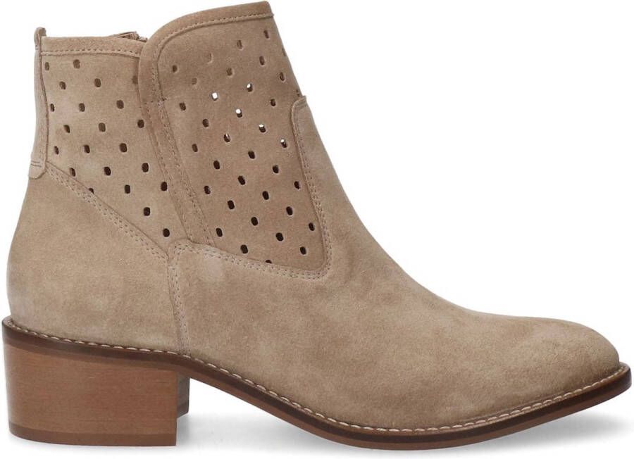 Manfield Dames Beige suède enkellaarsjes