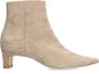 Manfield Dames Beige suède enkellaarsjes met hak - Thumbnail 2