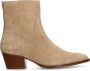 Manfield Dames Beige suède enkellaarsjes met hak - Thumbnail 1