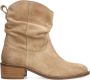 Manfield Dames Beige suède enkellaarsjes met hak - Thumbnail 1