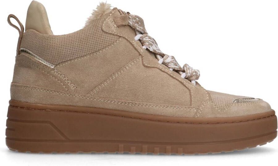 Manfield Dames Beige suède hoge sneakers