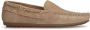 Manfield Dames Beige suède loafers met goudkleurige studs - Thumbnail 6