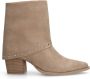 Manfield Dames PRE-ORDER Beige suède overslaglaars met studs - Thumbnail 8