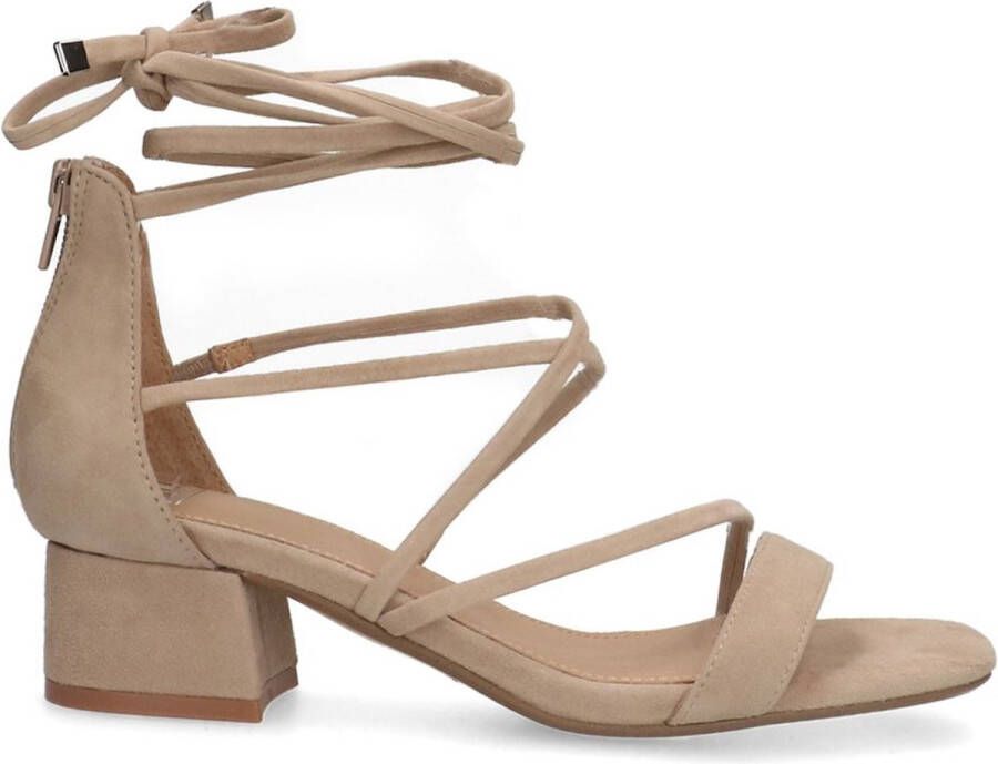 Manfield Dames Beige suède sandalen met hak