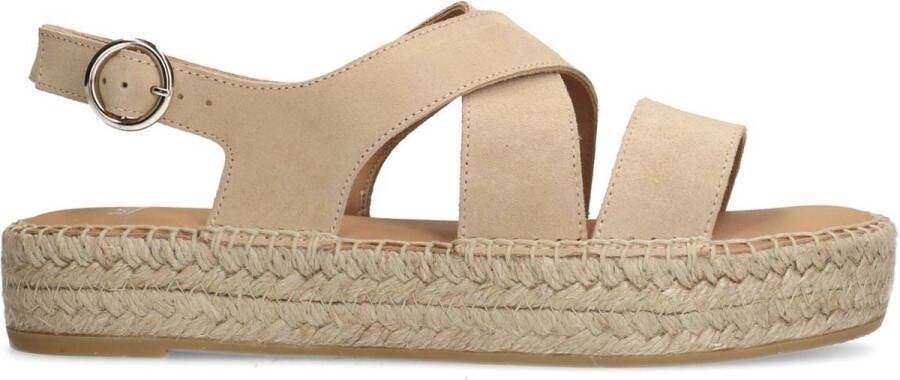 Manfield Dames Beige suède sandalen met plateau