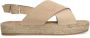 Manfield Dames Beige suède sandalen met plateau - Thumbnail 2