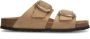 Manfield Dames Beige suède slippers met gesp - Thumbnail 2