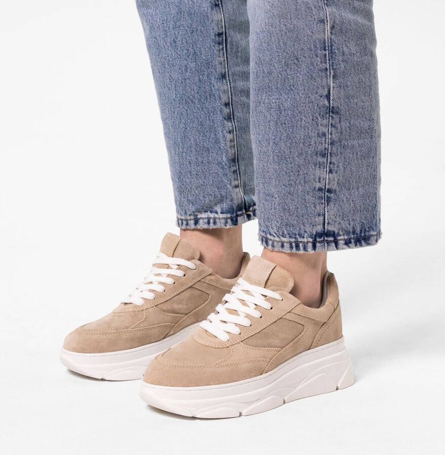 Manfield Dames Beige suède sneakers