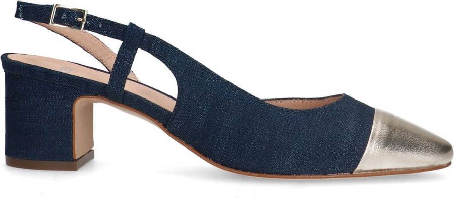 Manfield Dames Blauwe denim slingback pumps