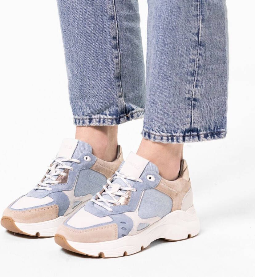 Manfield Dames Blauwe denim sneakers