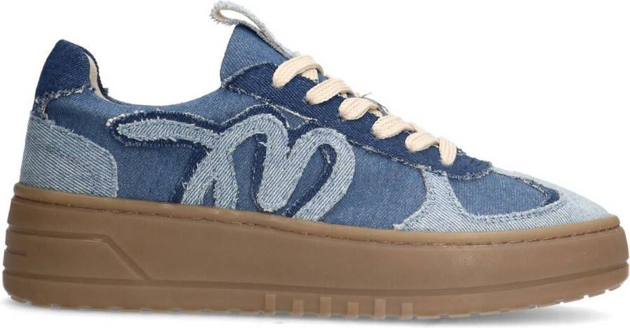 Manfield Dames Blauwe denim sneakers