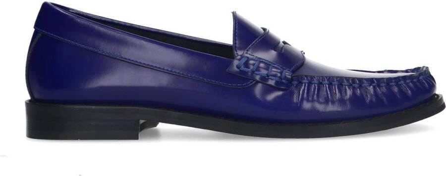 Manfield Dames Blauwe leren loafers