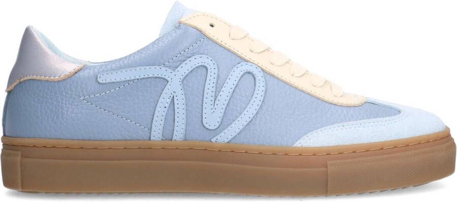 Manfield Dames Blauwe leren sneakers