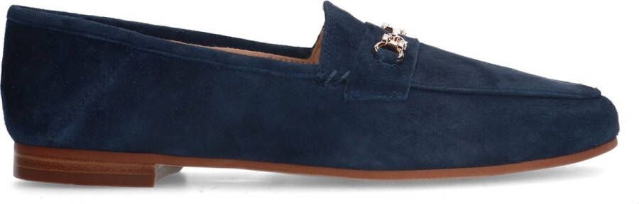 Manfield Dames Blauwe suède loafers