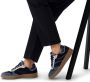 Manfield Dames Blauwe suède sneakers met fluwelen details - Thumbnail 1