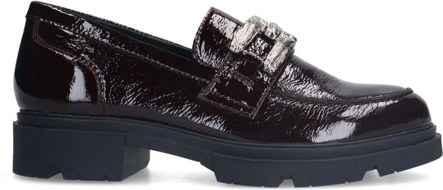 Manfield Dames Bordeaux rode lakleren loafers