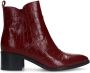 Manfield Dames Bordeaux rode leren croco enkellaarsjes - Thumbnail 2