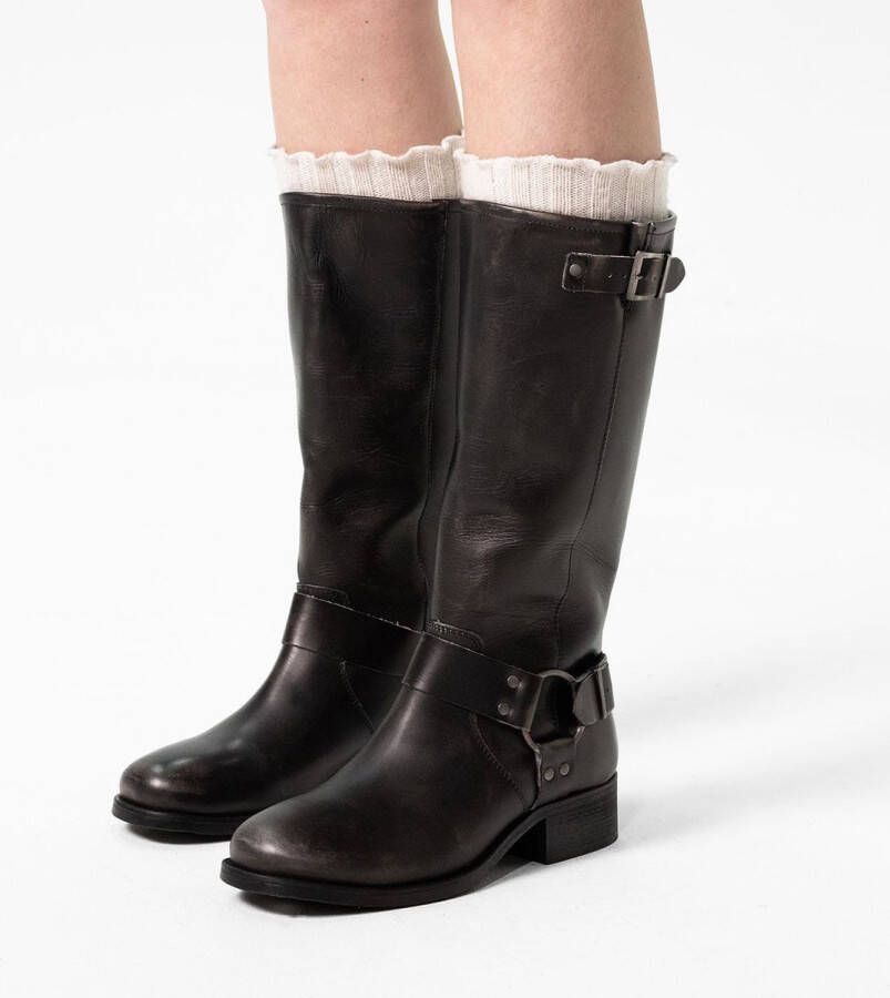 Manfield Dames Bruine hoge biker boots