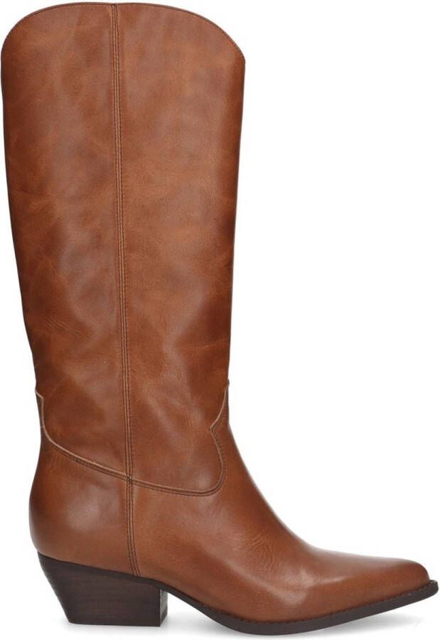 Manfield Dames Cognac leren cowboylaarzen