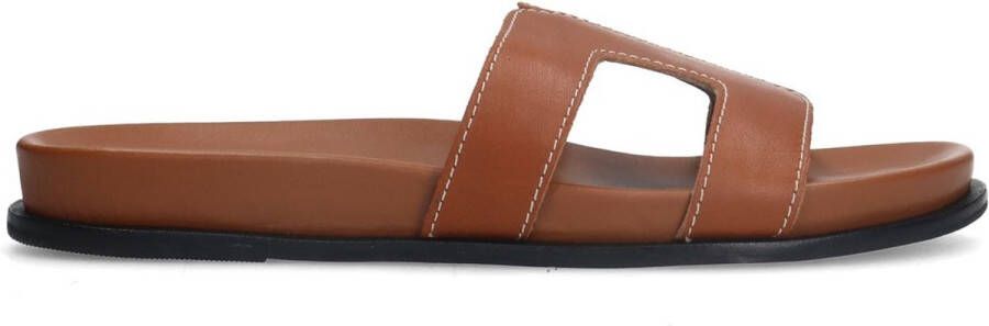 Manfield Dames Cognac leren slippers