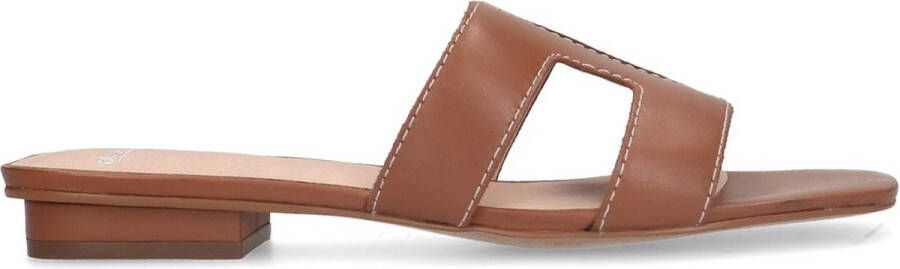 Manfield Dames Cognac leren slippers