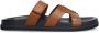 Manfield Dames Cognac leren slippers met bandje - Thumbnail 1