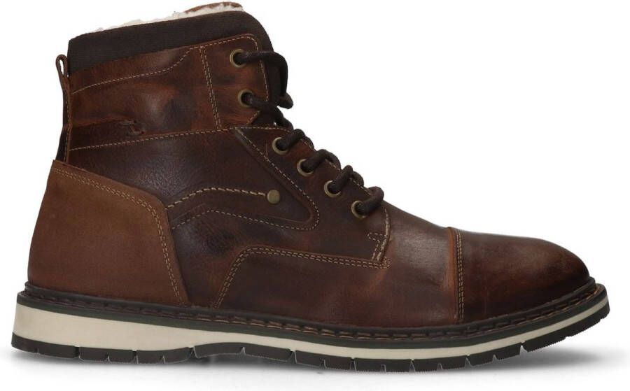 Manfield Dames Cognac leren veterboots