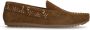 Manfield Dames Cognac suède loafers met goudkleurige studs - Thumbnail 6