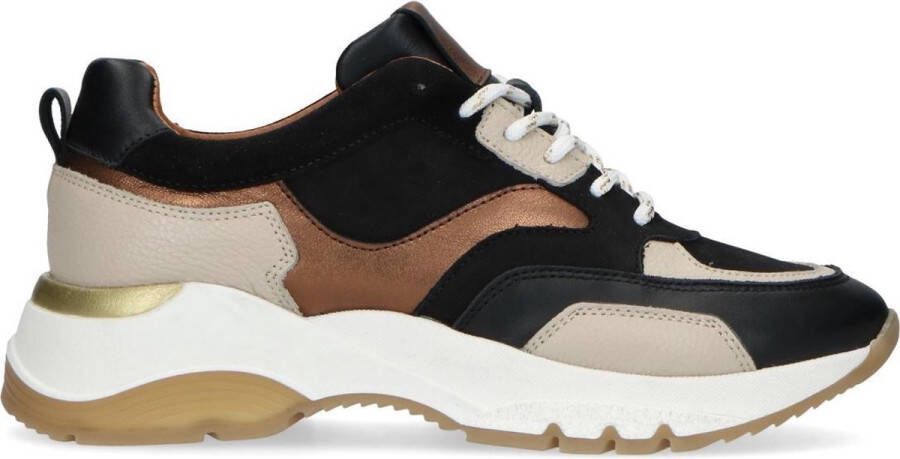 Manfield suède dad sneakers zwart multi