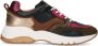 Manfield Dames Donkergroene suède sneakers met leren details - Thumbnail 1