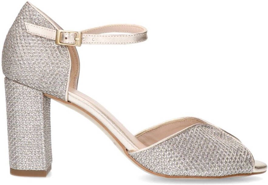 Manfield Dames Gouden glitter sandalen met hak