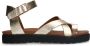 Manfield Dames Gouden leren sandalen met plateauzool - Thumbnail 2