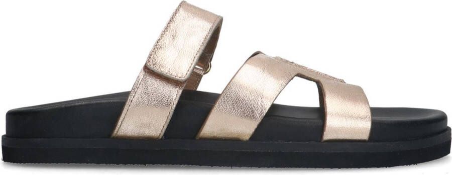 Manfield Dames Gouden leren slippers met bandje